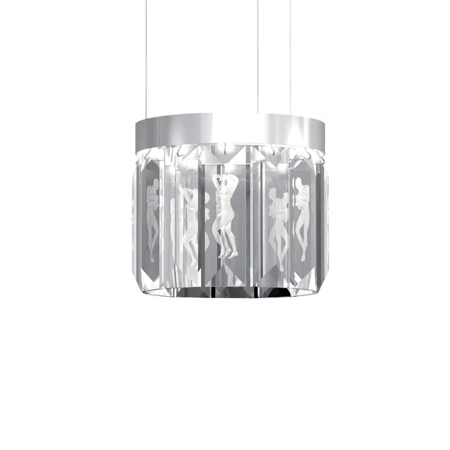 René Lalique Serene lampadario cristallo 12 prismi rotondo