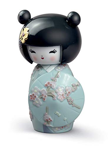 Lladró Sculture Kokeshi III statuetta turchese oro 14 cm