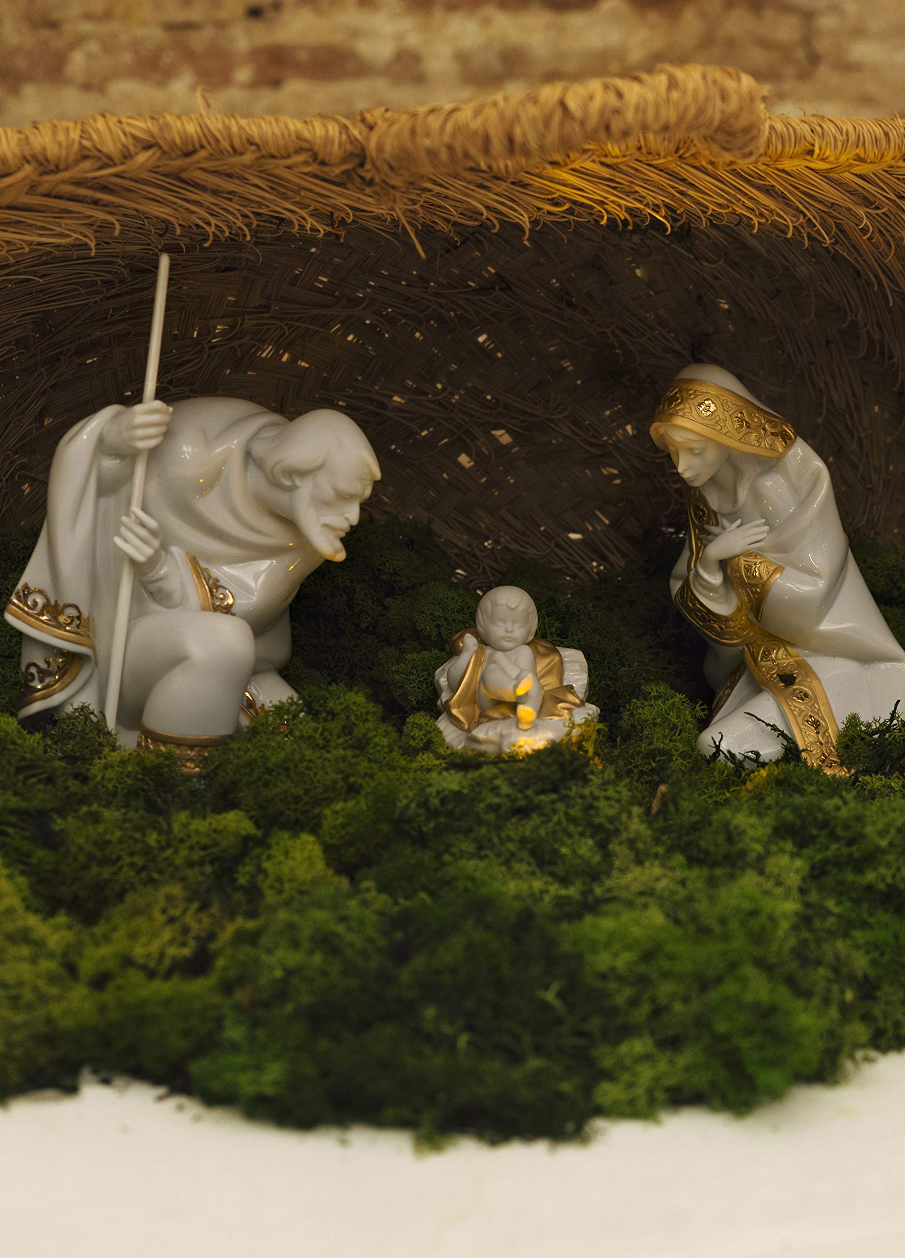 Lladró Sculture Natività Gesù Bambino statuetta lustro oro