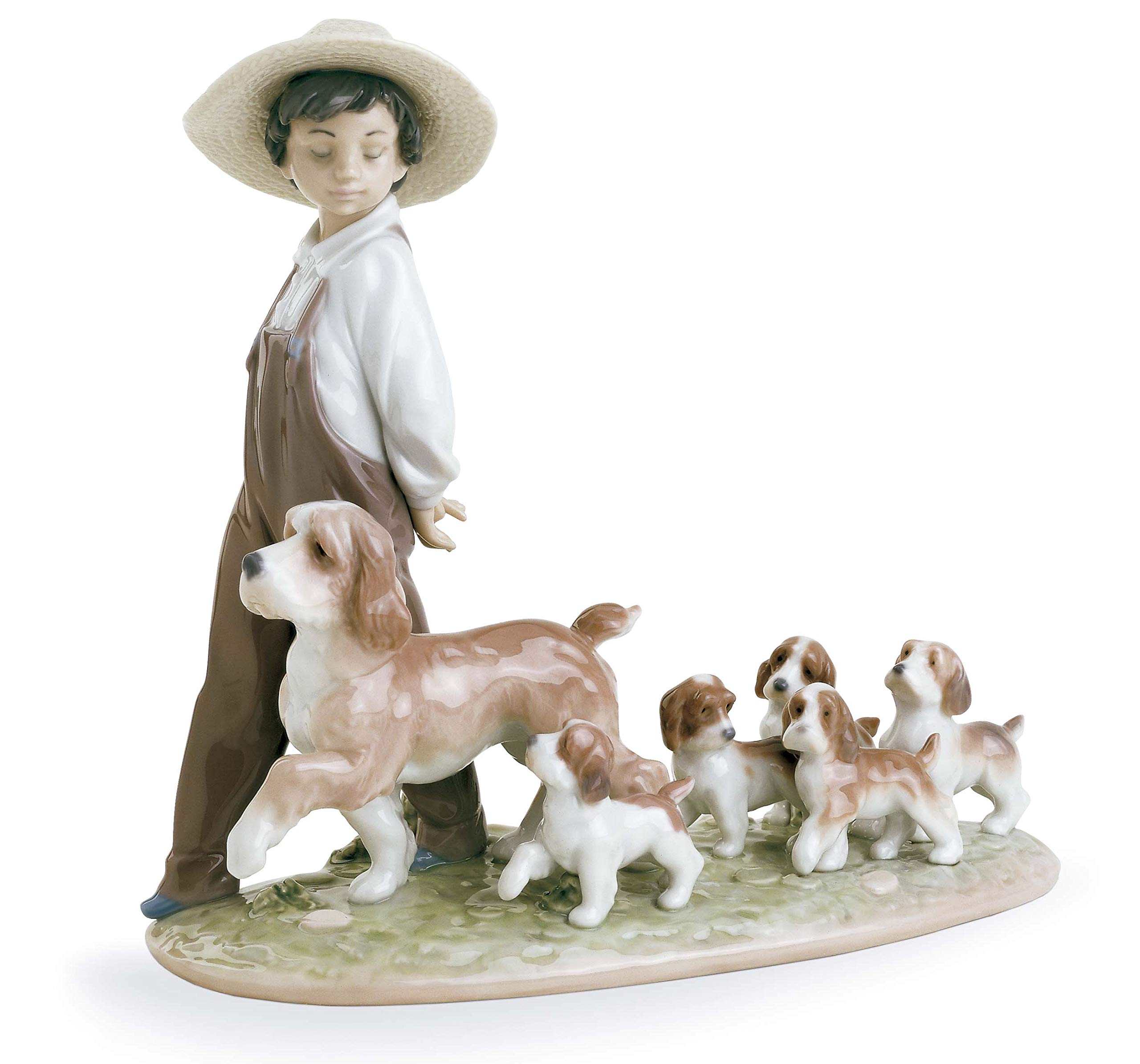 Lladró Sculture Piccoli Esploratori figurina bimbo cani
