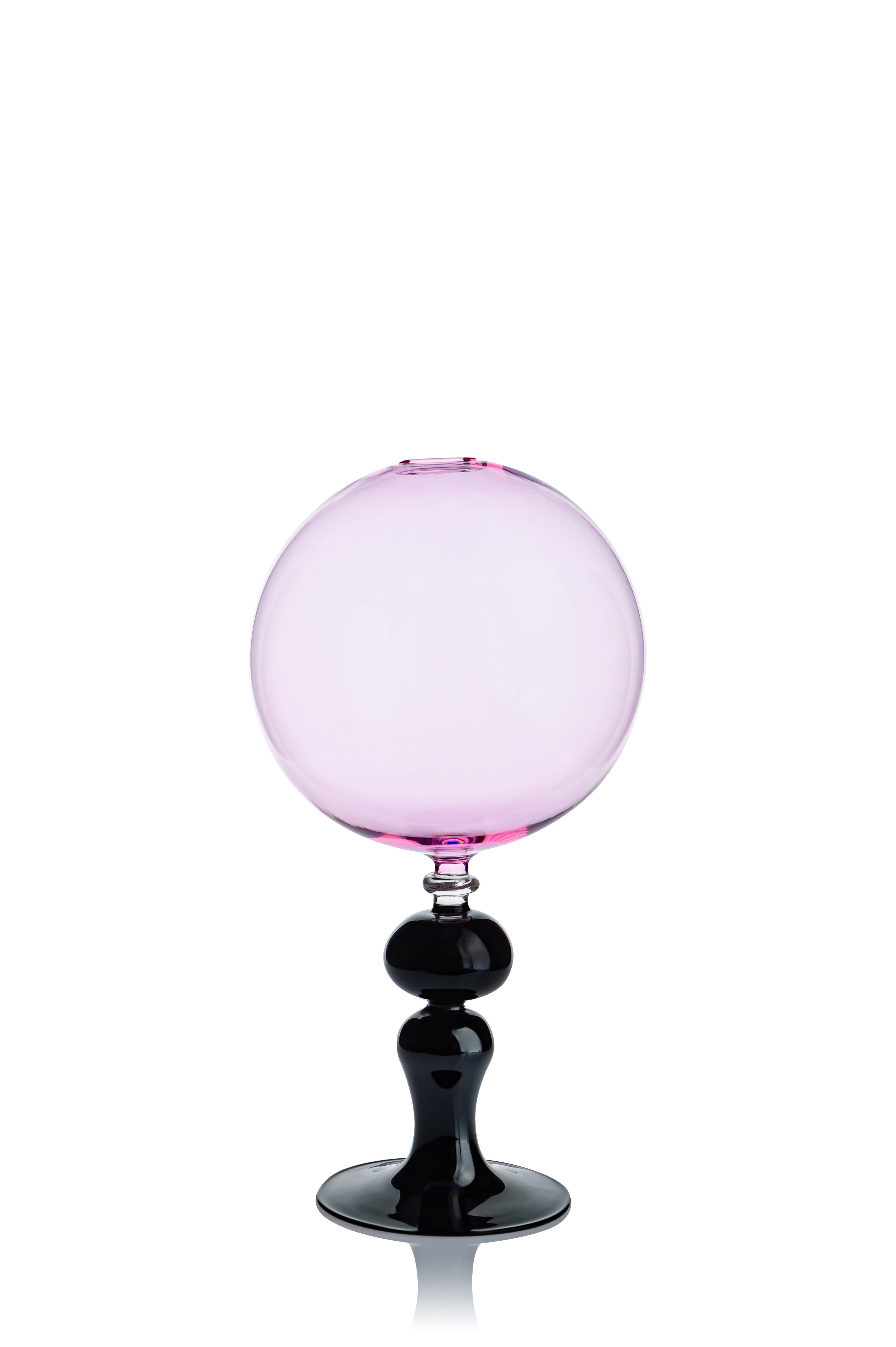 Vaporetto Luna scultura vetro rosa viola 24 cm