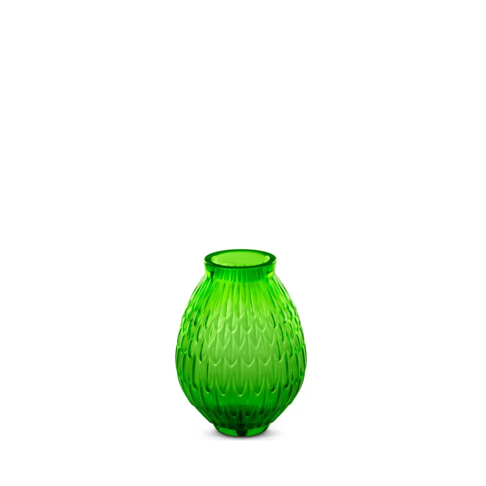 René Lalique Plumes vaso piccolo verde prato taglia S