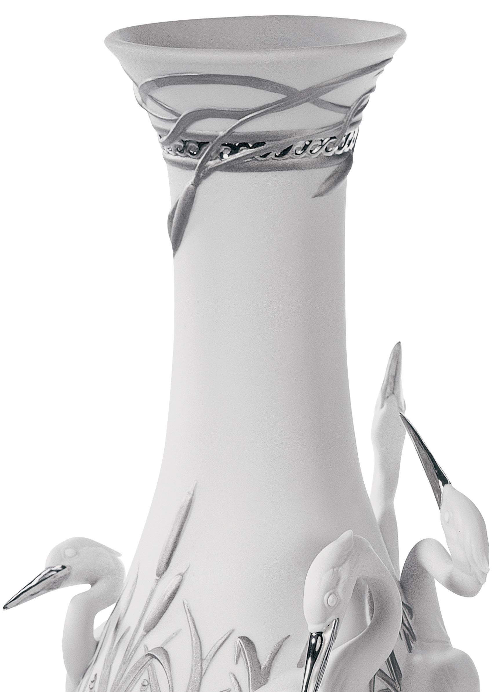 Lladró Vaso Aironi Cinerini vaso porcellana lustro argento