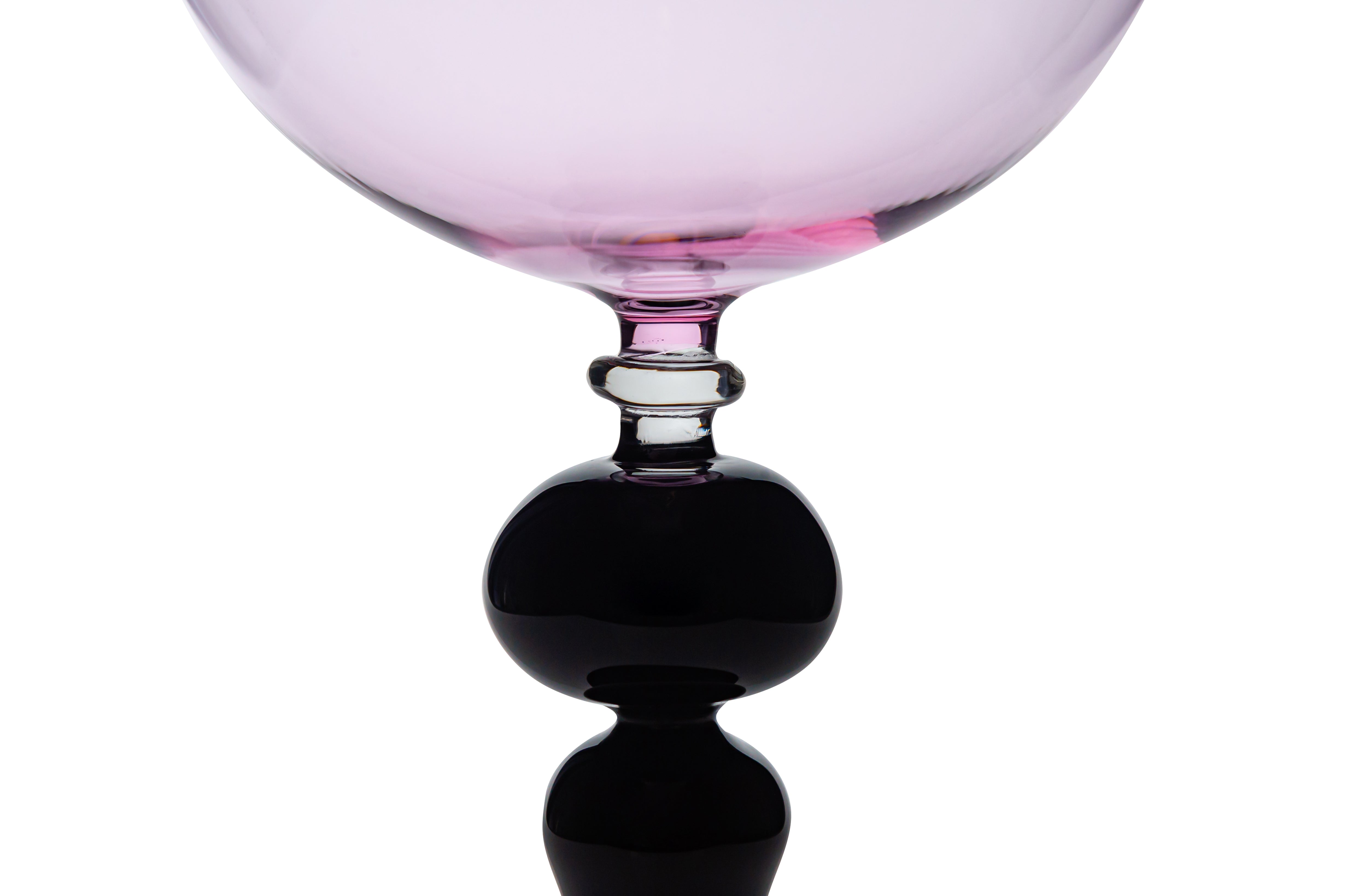 Vaporetto Luna scultura vetro rosa viola 24 cm