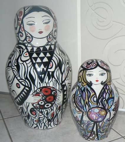 Raffaela Russo Arredo Matrioska 03 Statua Ceramica Dipinta a Mano