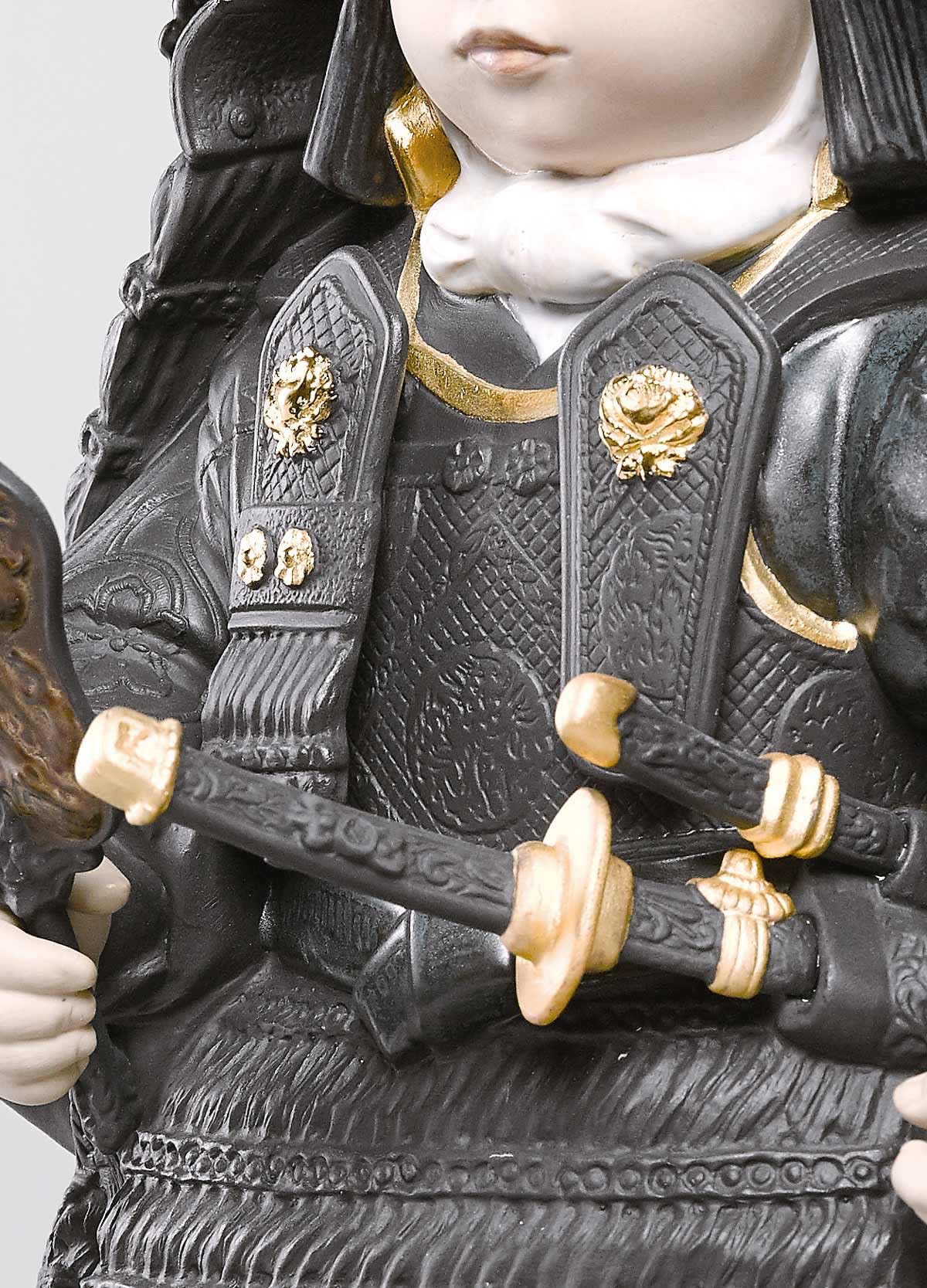 Lladró Sculture Bambino Samurai figurina lustro oro