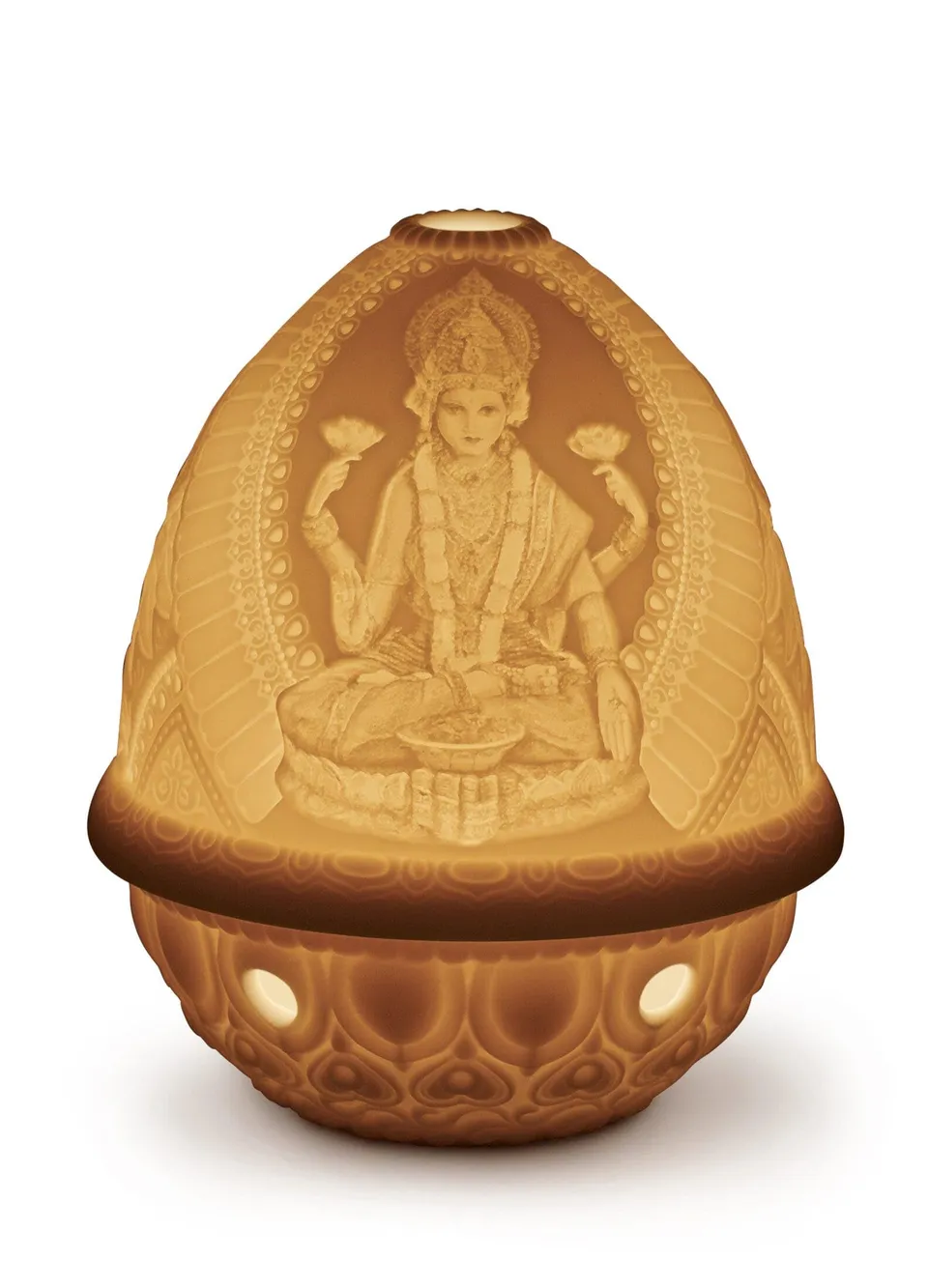 Lladró Litofania Dea Lakshmi Lampada Porcellana