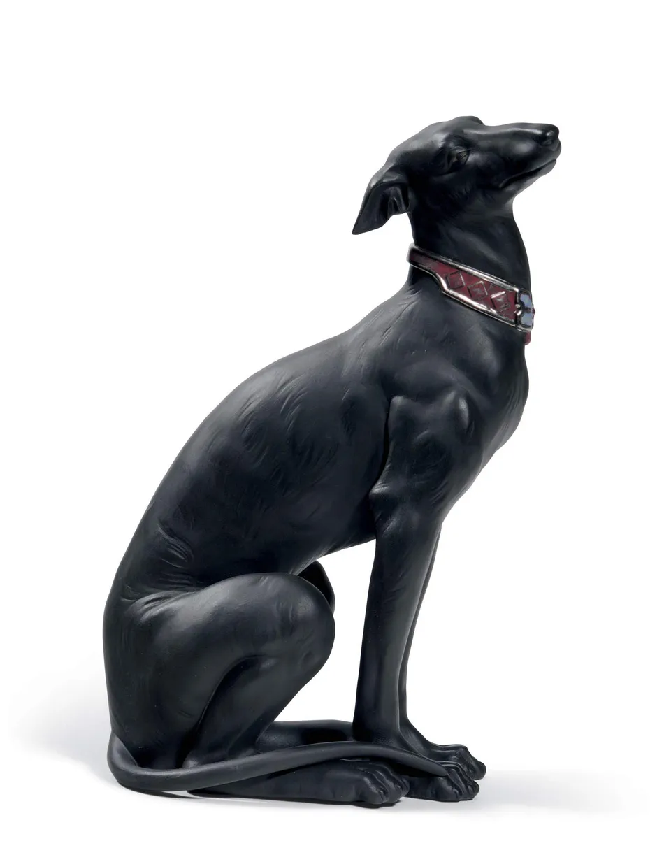 Lladró Sculture Galgo Attento statuetta cane nero 30 cm