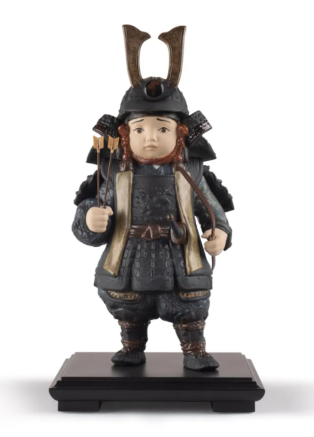 Lladró Sculture Bambino Samurai statuetta marrone
