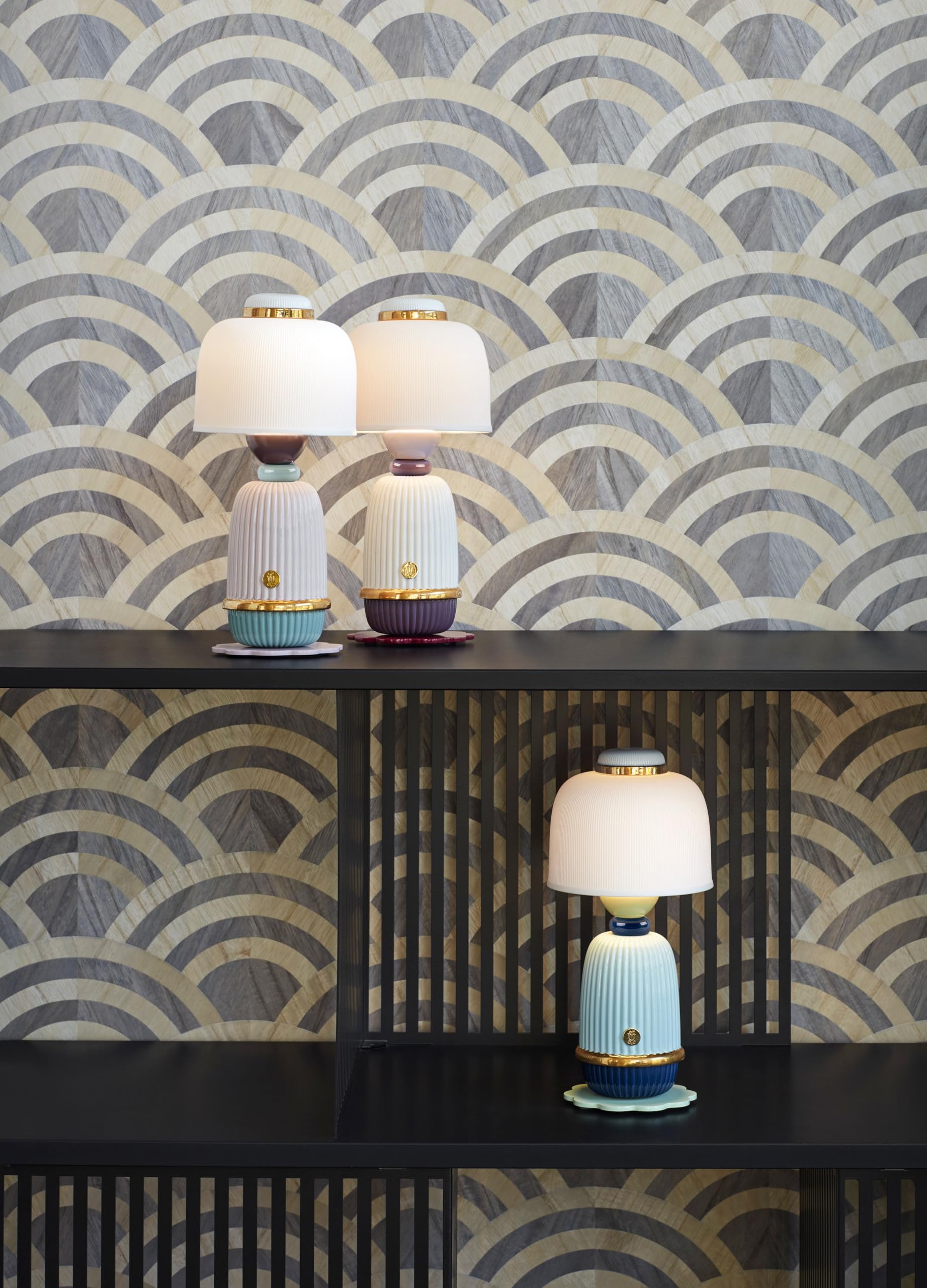 Lladró Kokeshi lampada tavolo senza fili porcellana blu