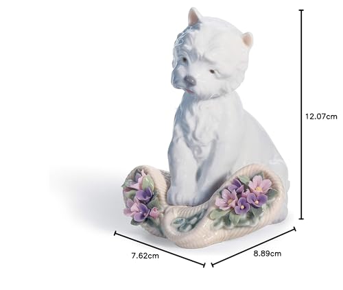 Lladró Cane Giocherellone figurina porcellana cesto fiori