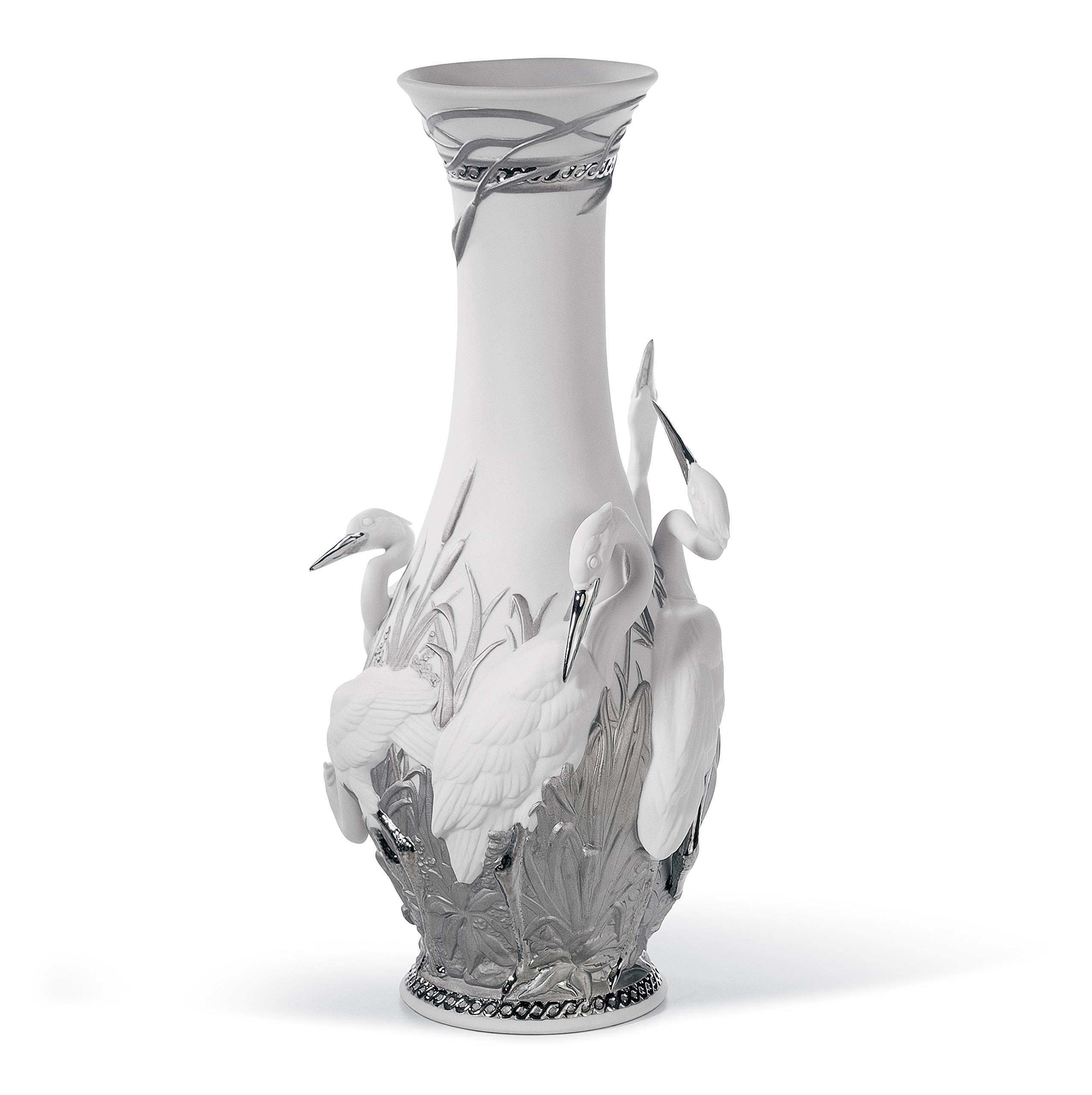 Lladró Vaso Aironi Cinerini vaso porcellana lustro argento