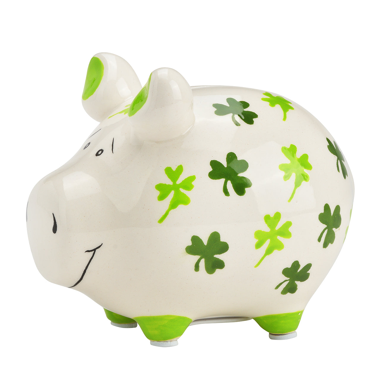 Sparschwein Kleeblatt salvadanaio maiale ceramica bianco verde