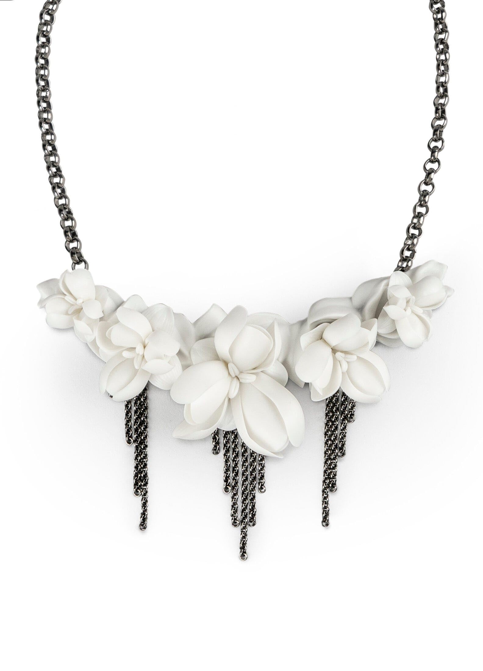 Lladró Gioielli Orchidea Collana in porcellana fiore bianco