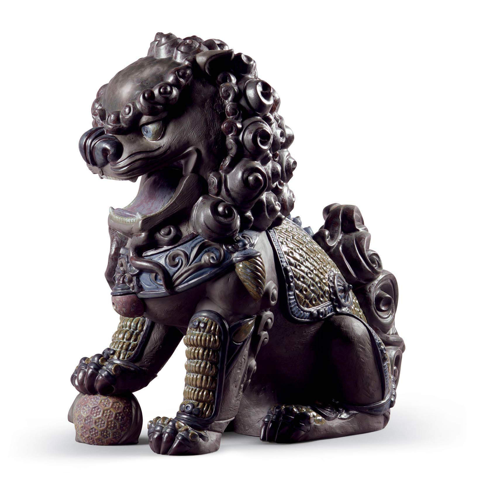 Lladró Alta Porcellana Scultura Leone orientale nero porcellana