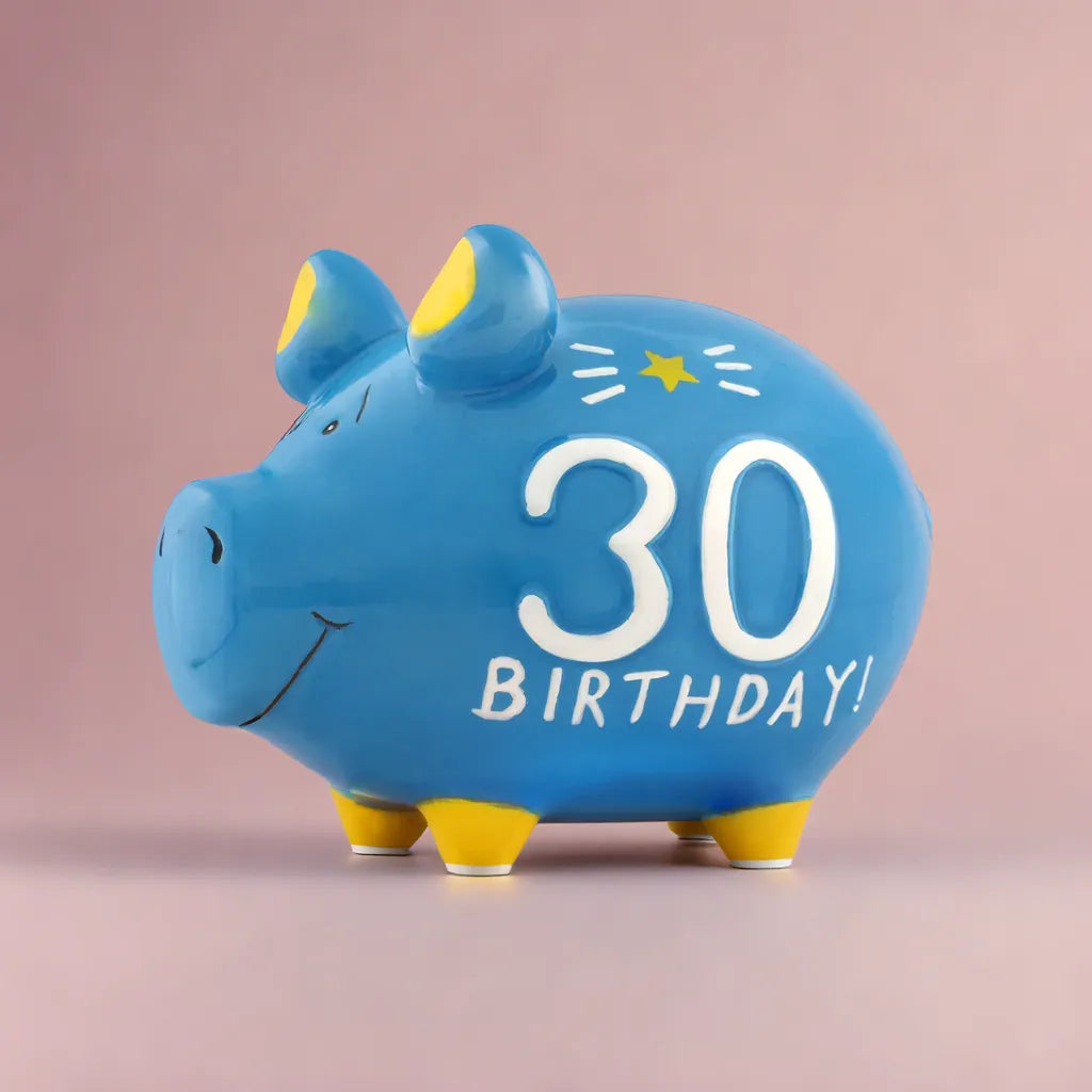 Sparschwein Company Kleinschweine 30 Birthday salvadanaio blu