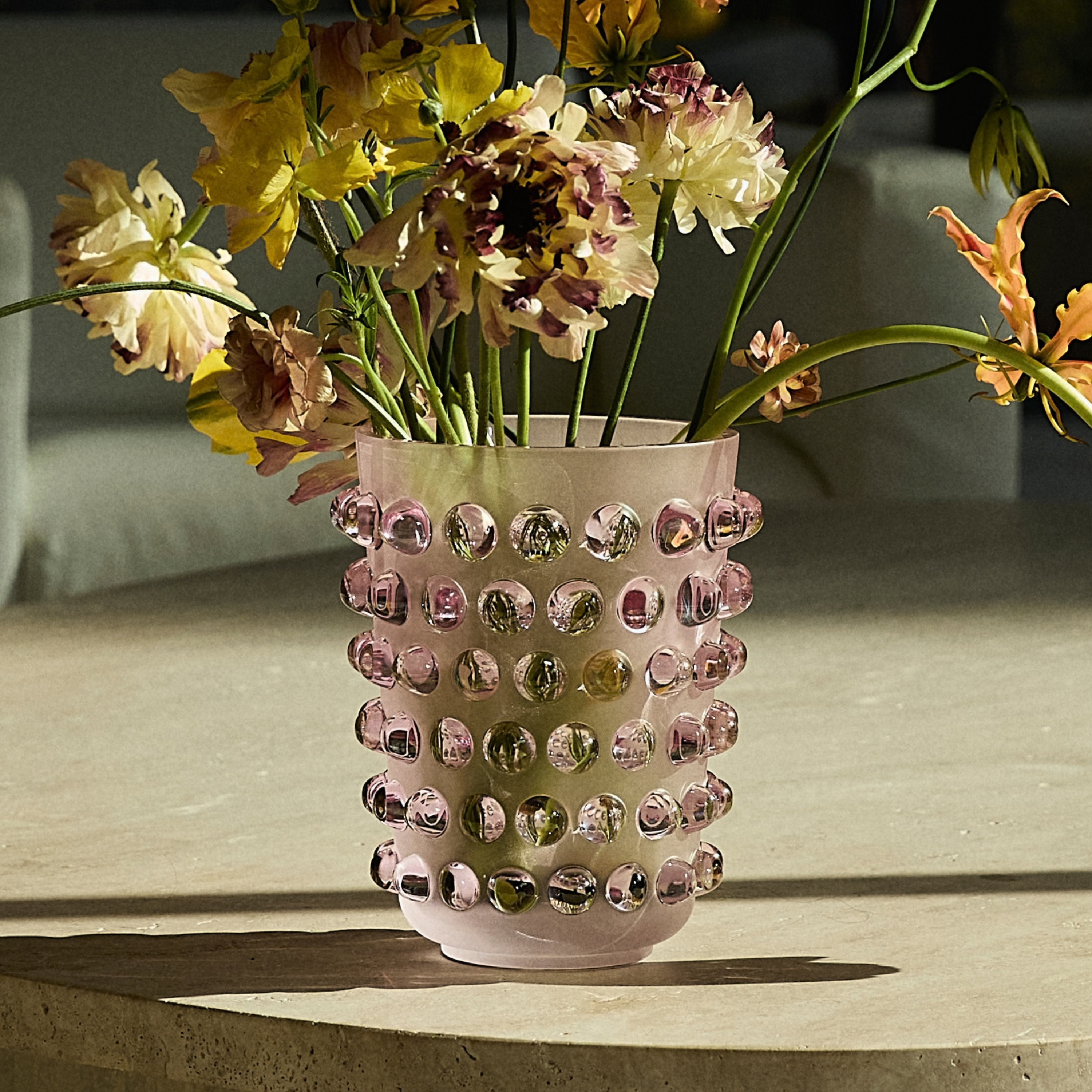 Lalique Mossi vaso cristallo rosa taglia M