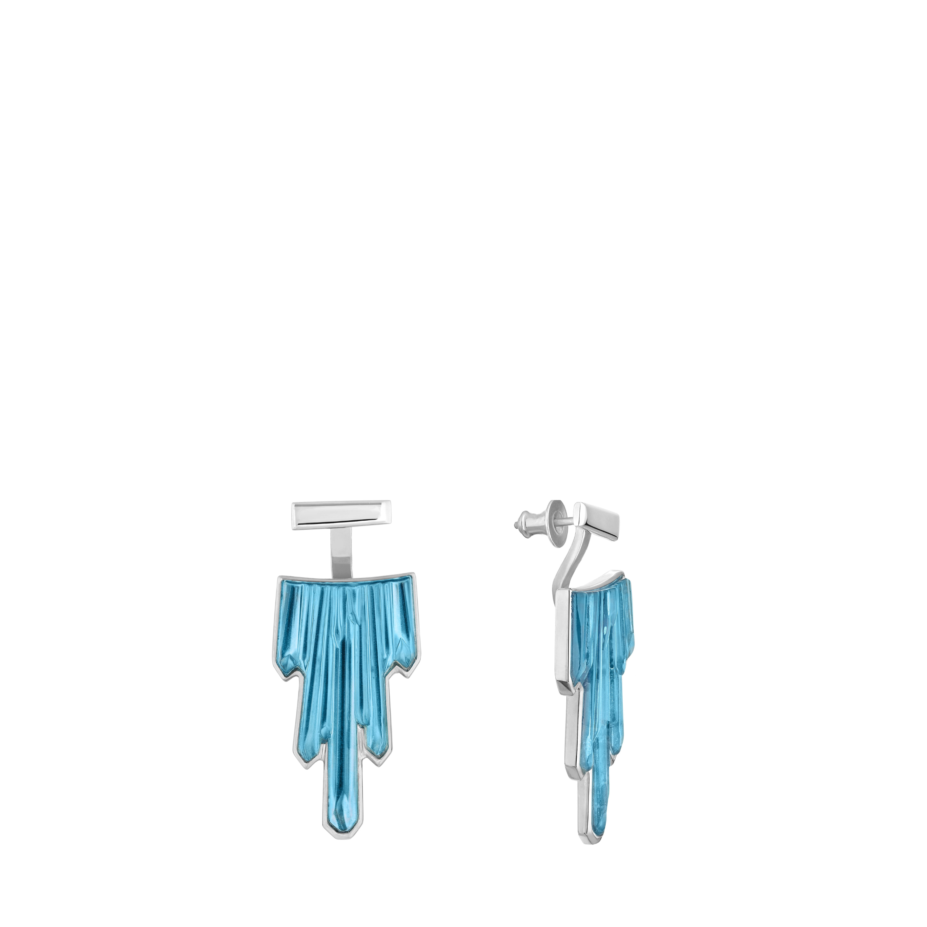 Lalique Terramineral Orecchini blu argento taglia unica