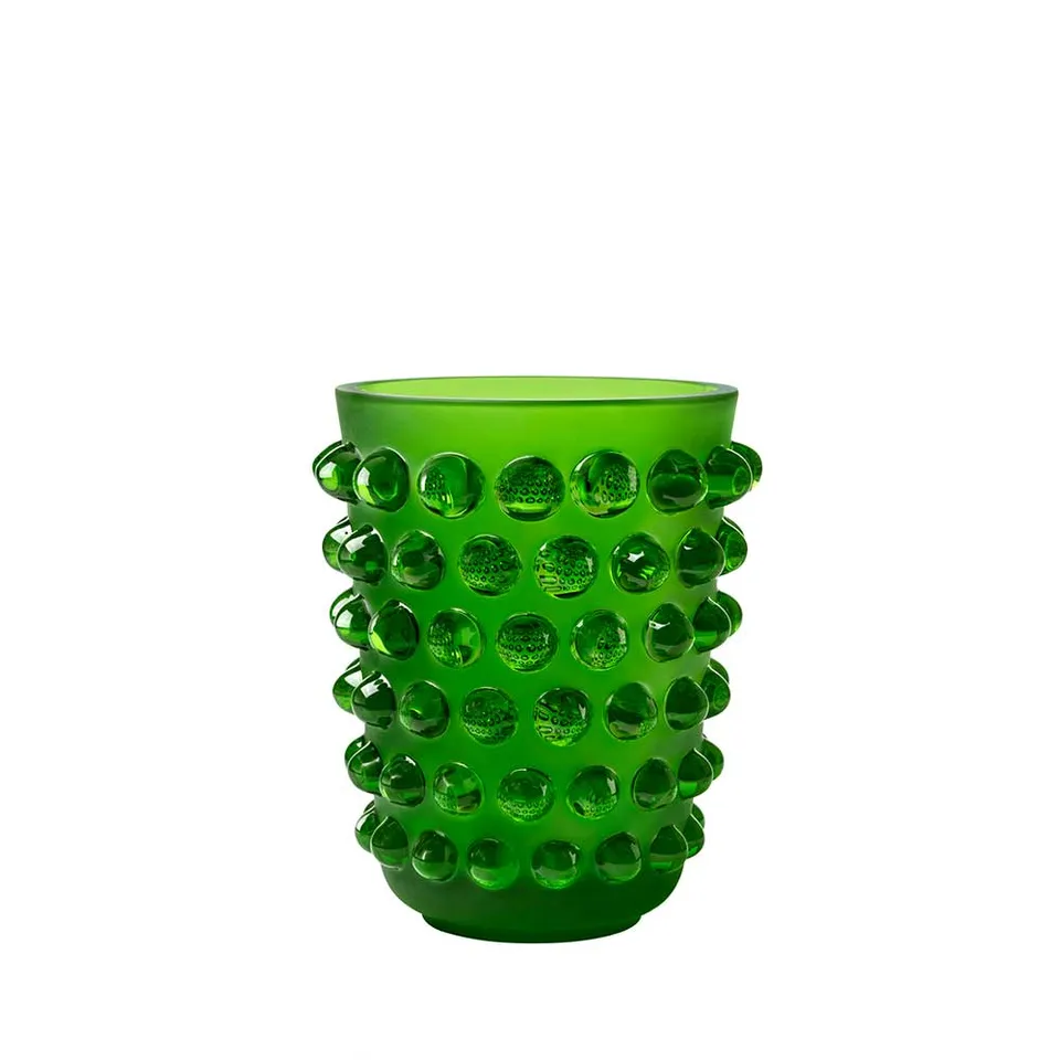 Lalique Mossi vaso M in cristallo verde Amazzone