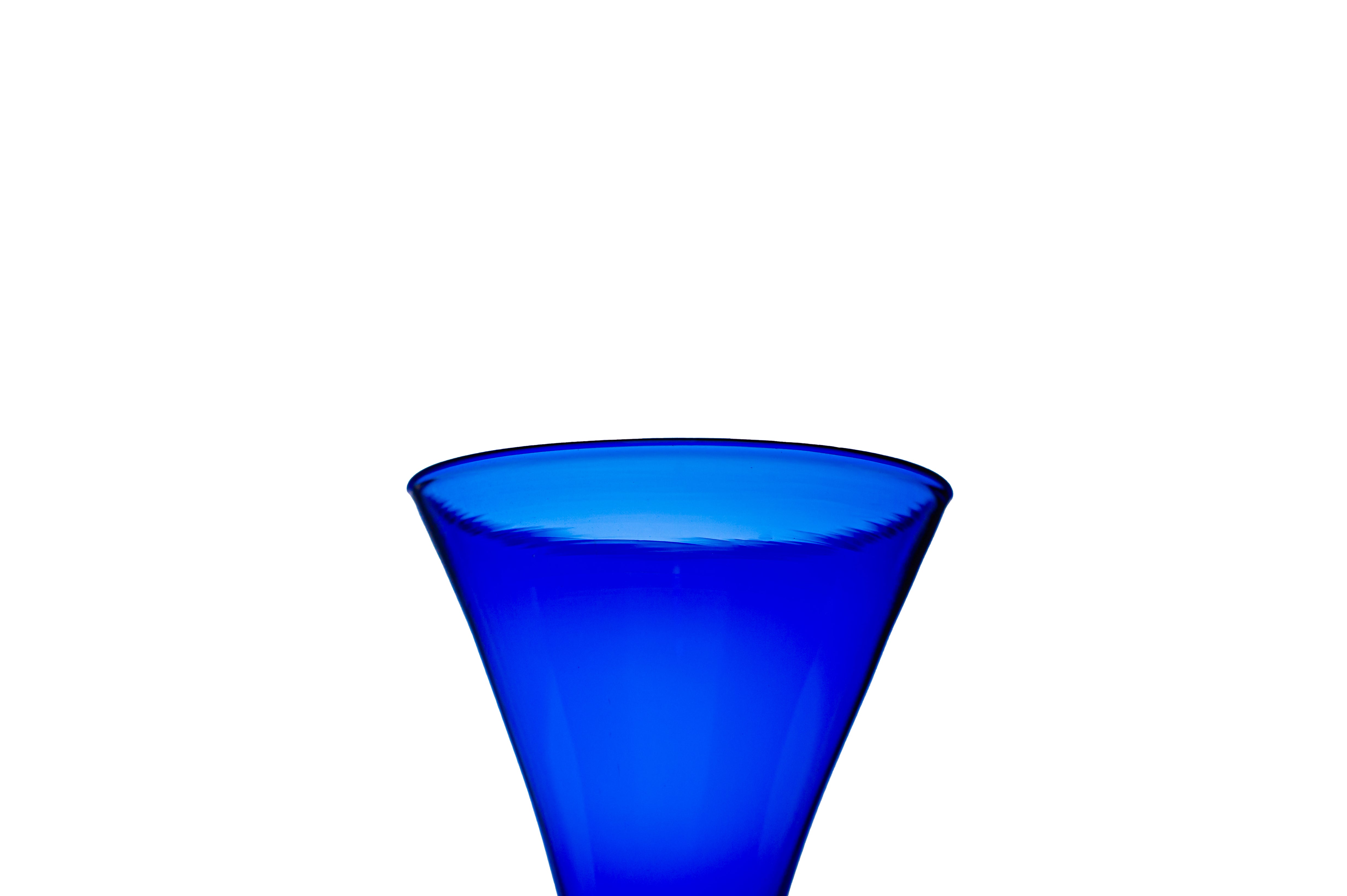 Vaporetto Capri calice vetro Murano blu grigio H 12 cm