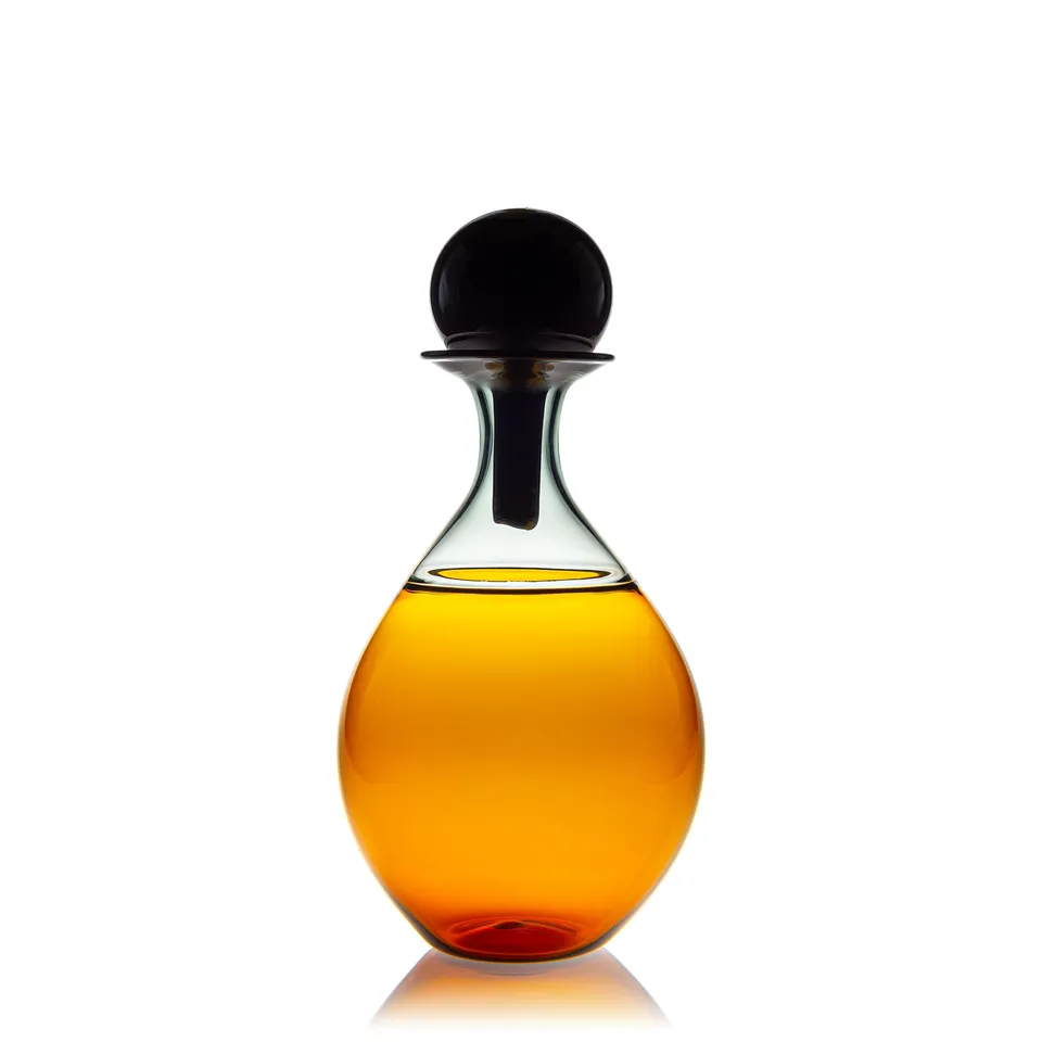 Vaporetto Leon vaso vetro Murano con tappo nero H 17 cm