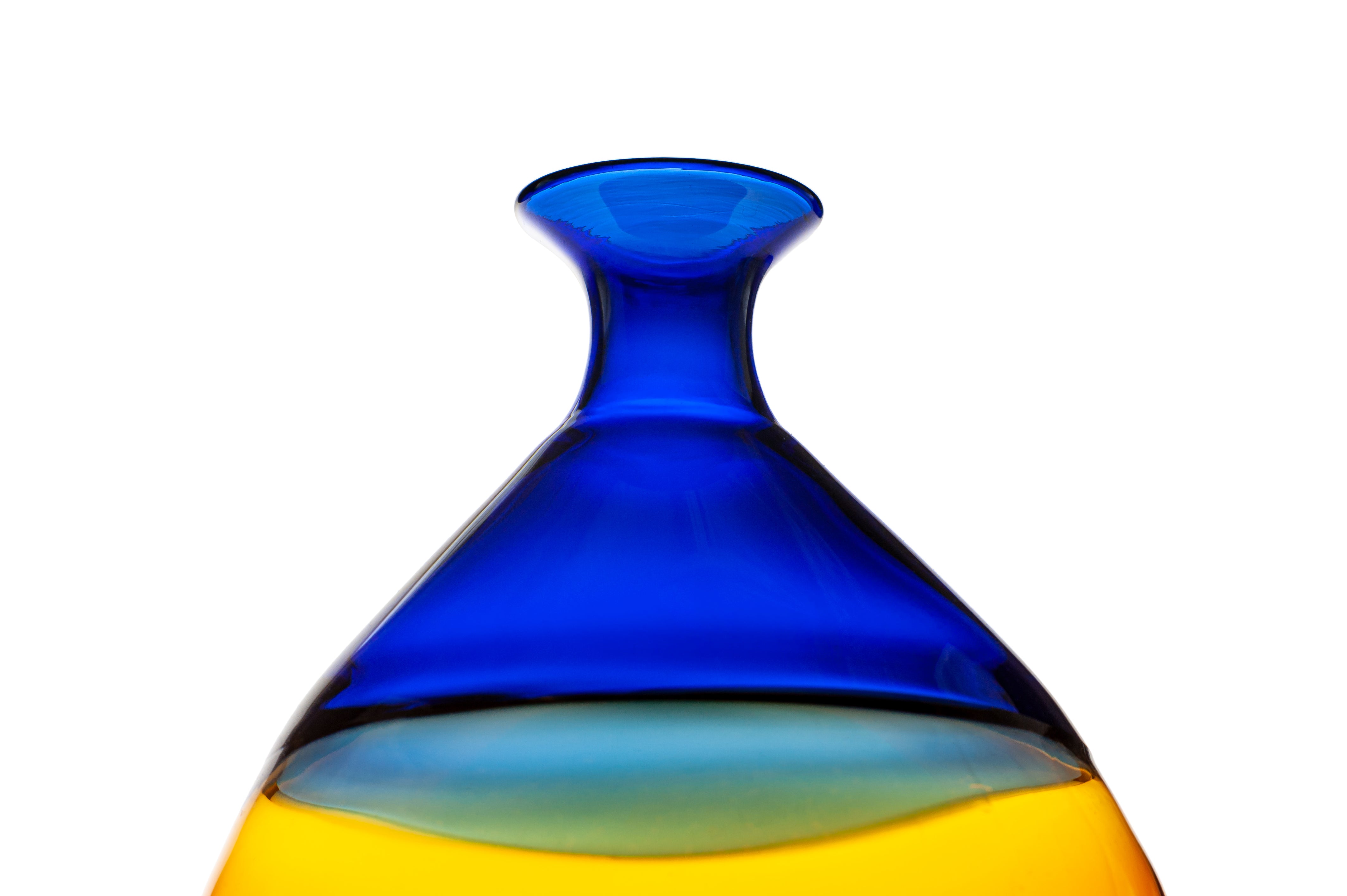 Vaporetto Dolcevita N°5 vaso vetro Murano incalmo blu verde