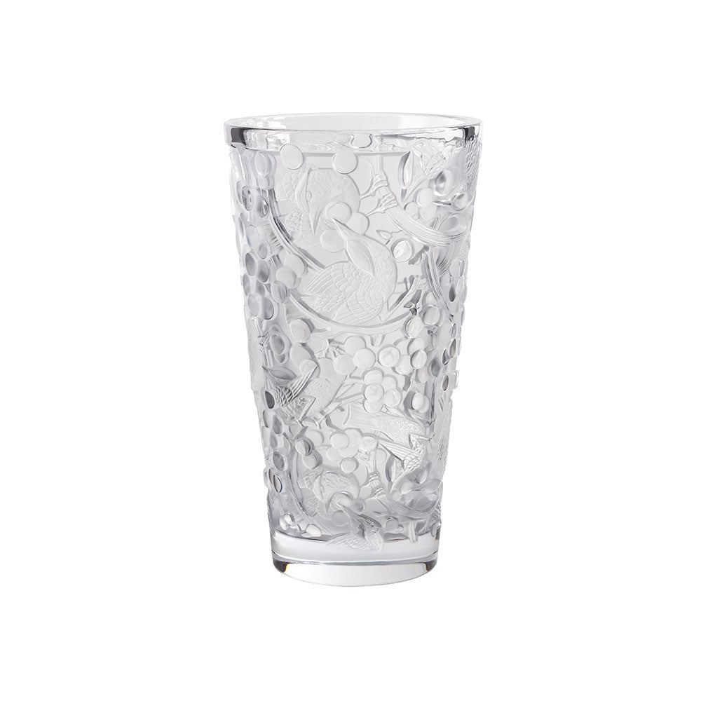 Lalique Merles et Raisins vaso grande cristallo taglia L