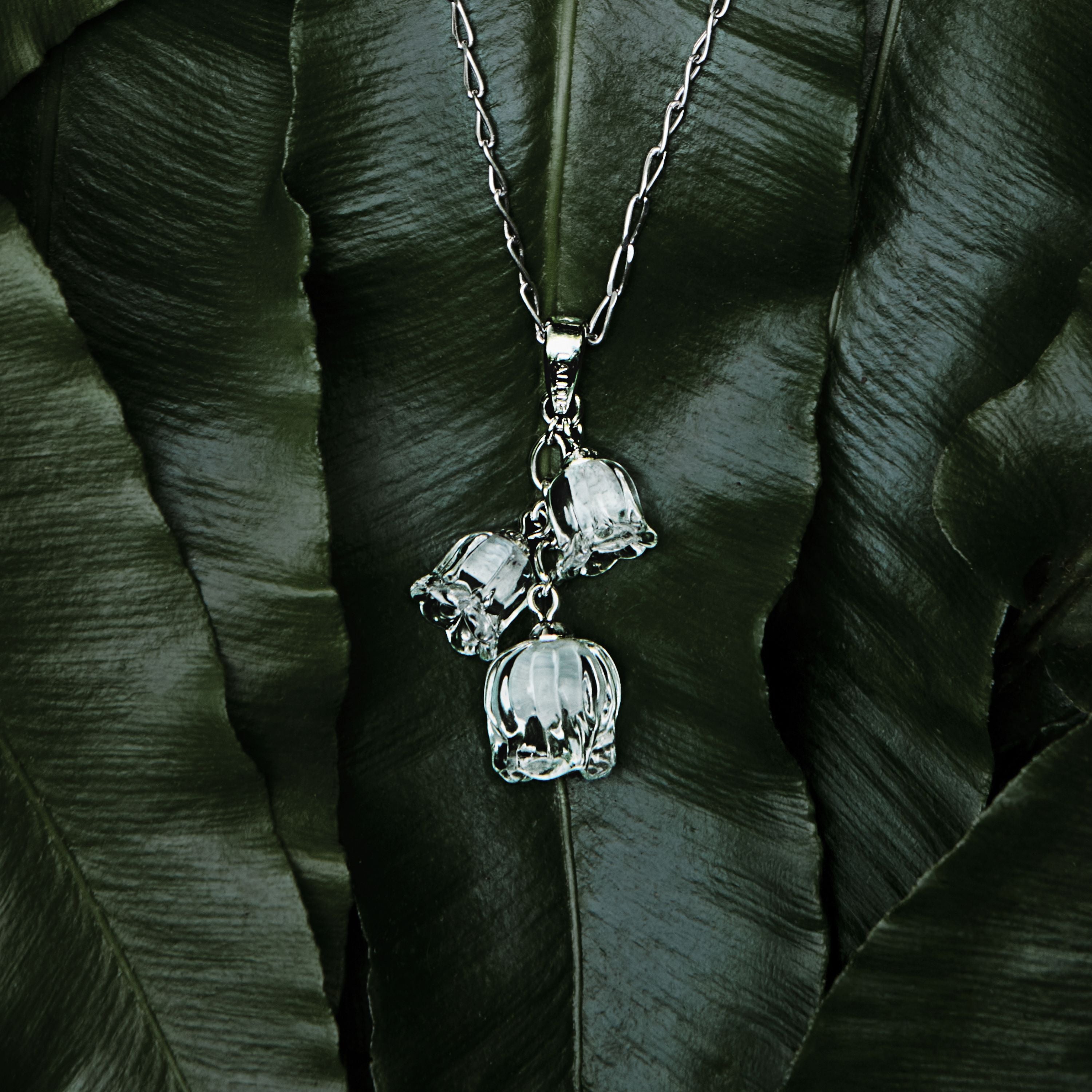 Lalique Muguet Ciondolo Argento 3 Cristalli Mughetto
