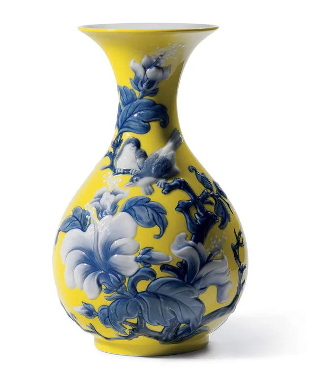 Lladró Accessori Decorativi Vaso Gorriones vaso giallo