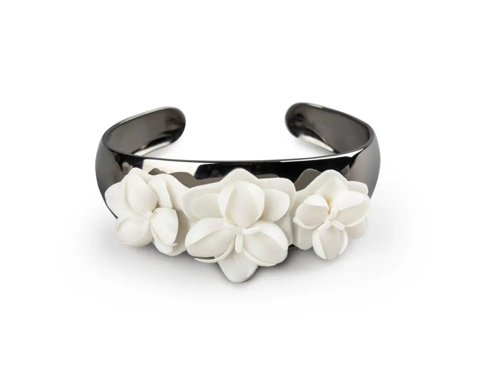Lladró Gioielli Orchidea Bracciale in porcellana fiore bianco