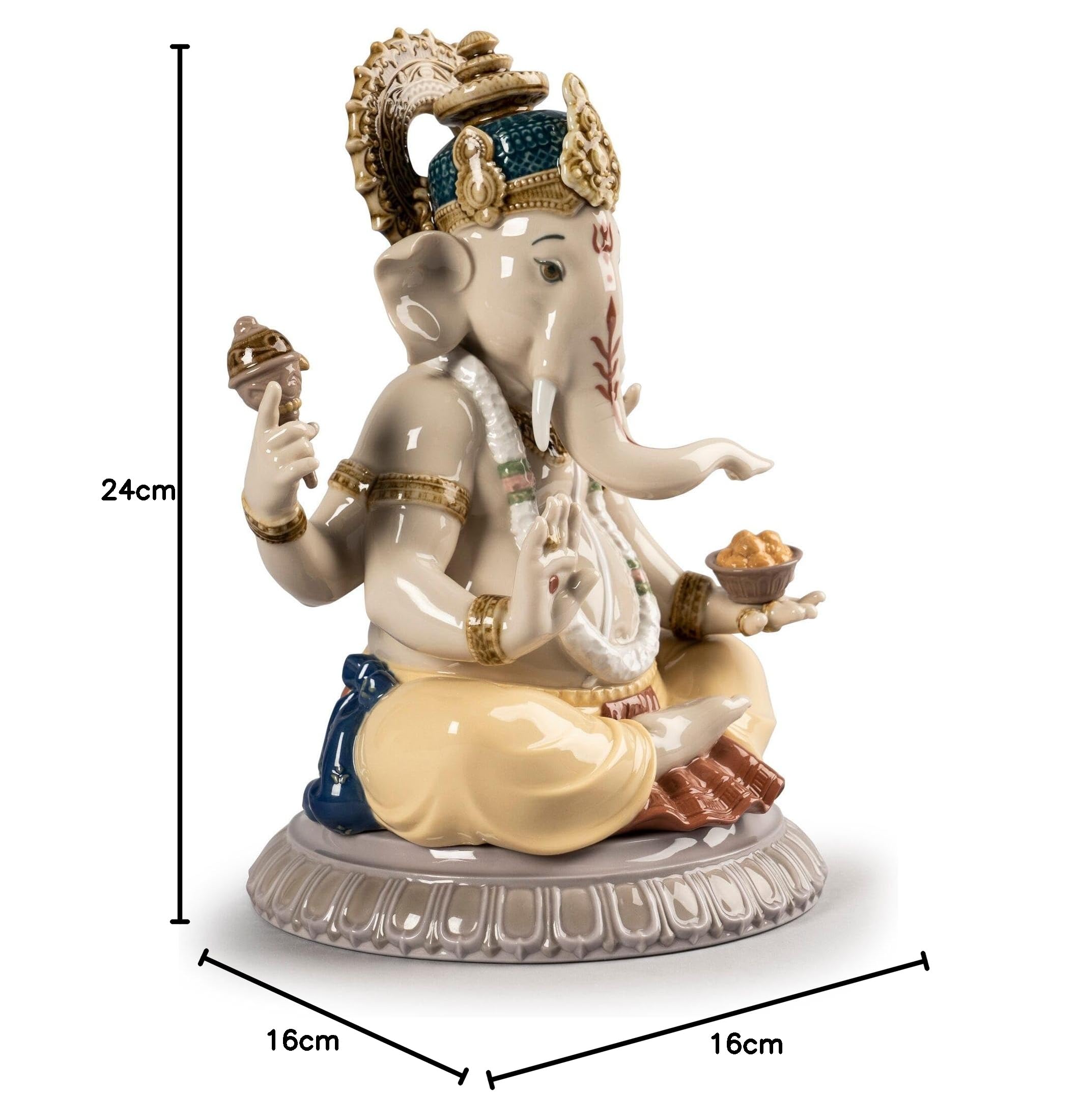 Lladró Alta Porcellana Lord Ganesha scultura divinità indiana