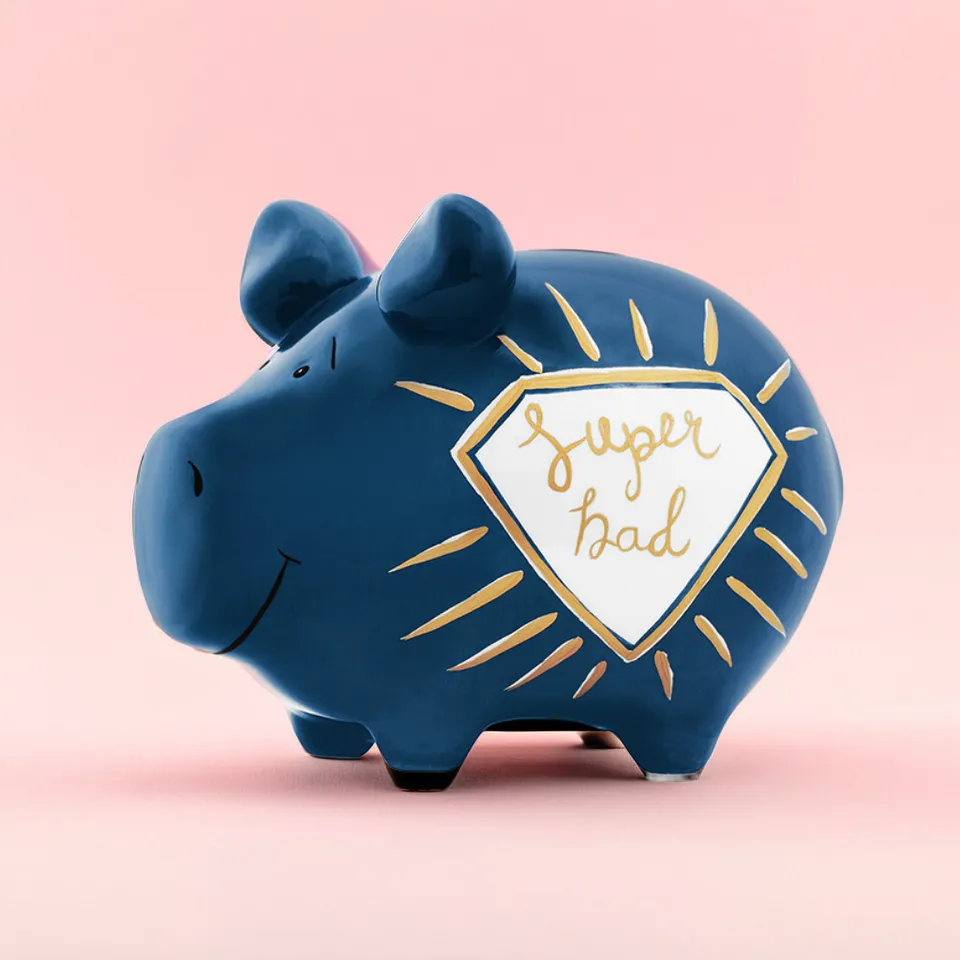 Sparschwein Company Kleinschweine Super Dad salvadanaio papà blu