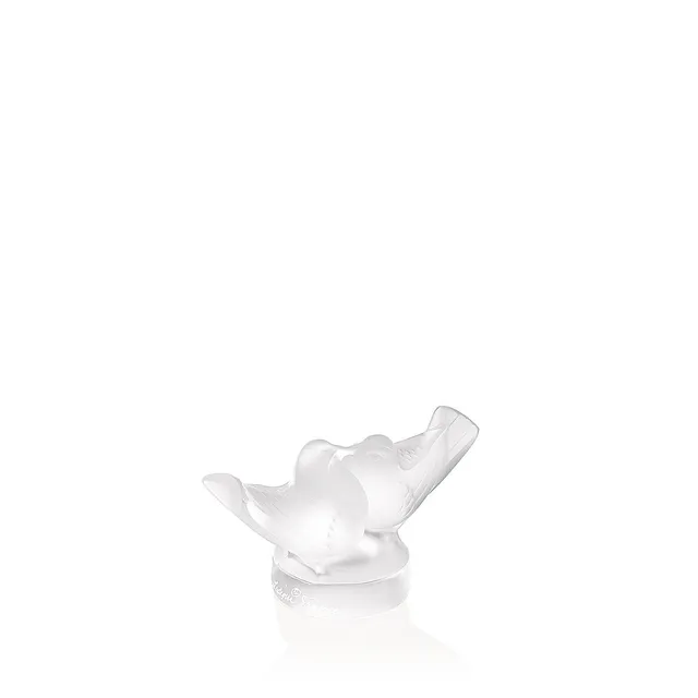 René Lalique Lovebirds Scultura S in Cristallo Incolore
