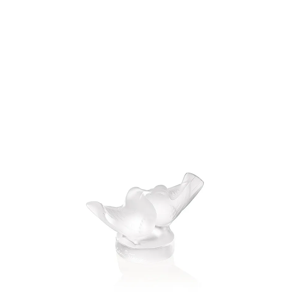 René Lalique Lovebirds Scultura S in Cristallo Incolore