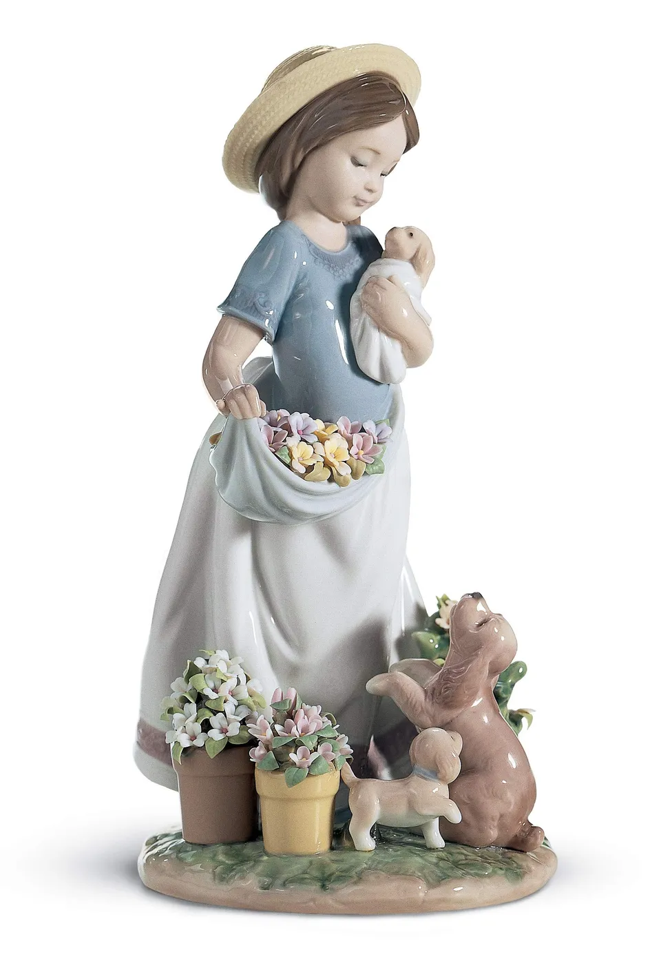 Lladró Sculture Coccole in Giardino figurina porcellana bimba fiori
