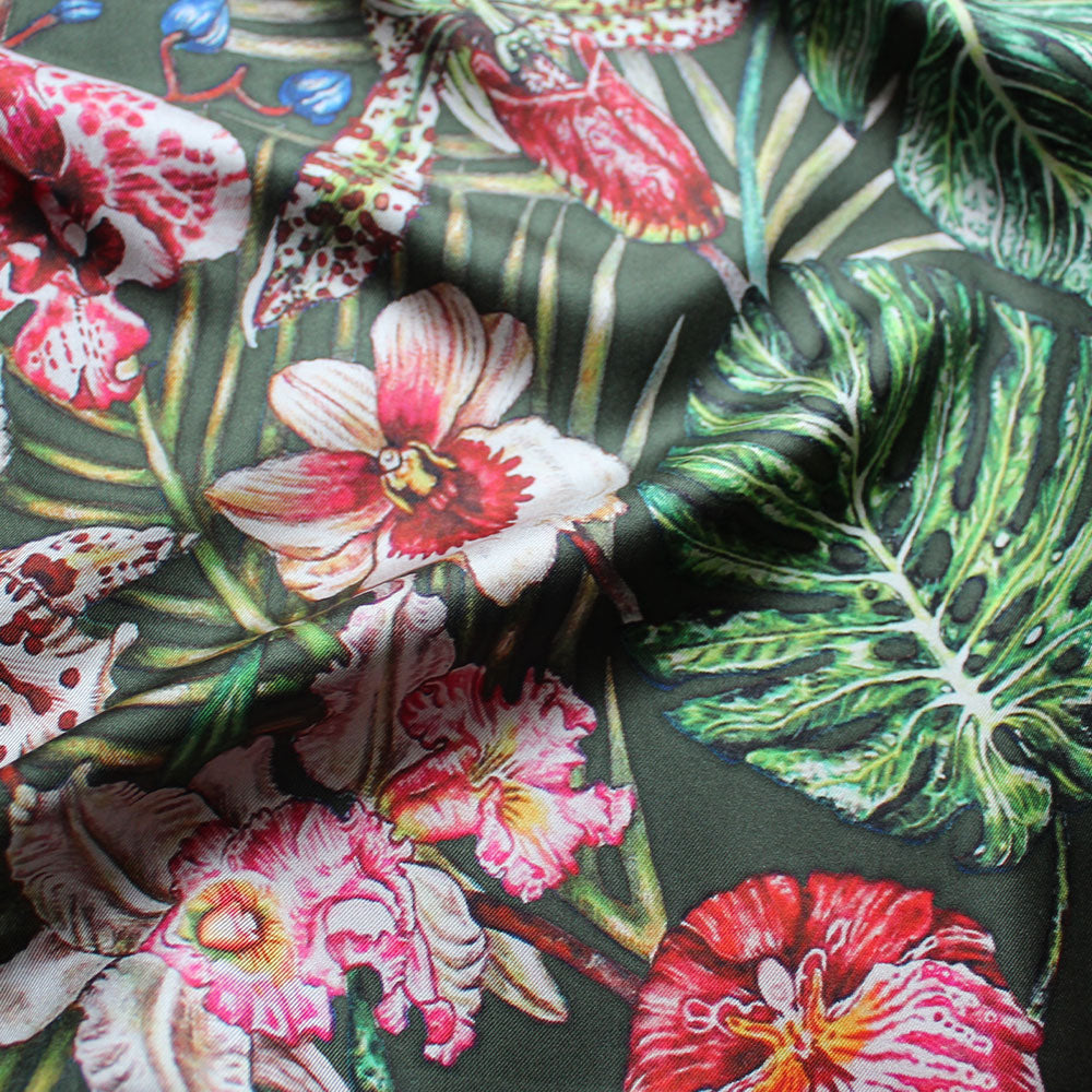 René Lalique Textiles Foulard Jungle seta verde misura unica