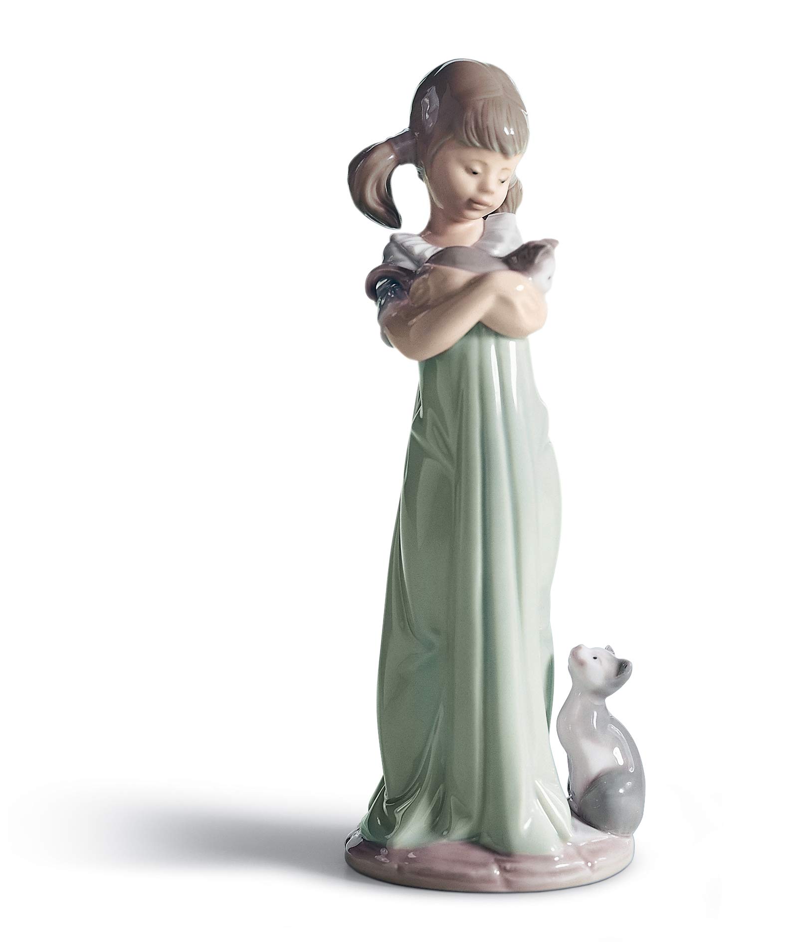 Lladró Sculture Ragazza con Gattini figurina porcellana