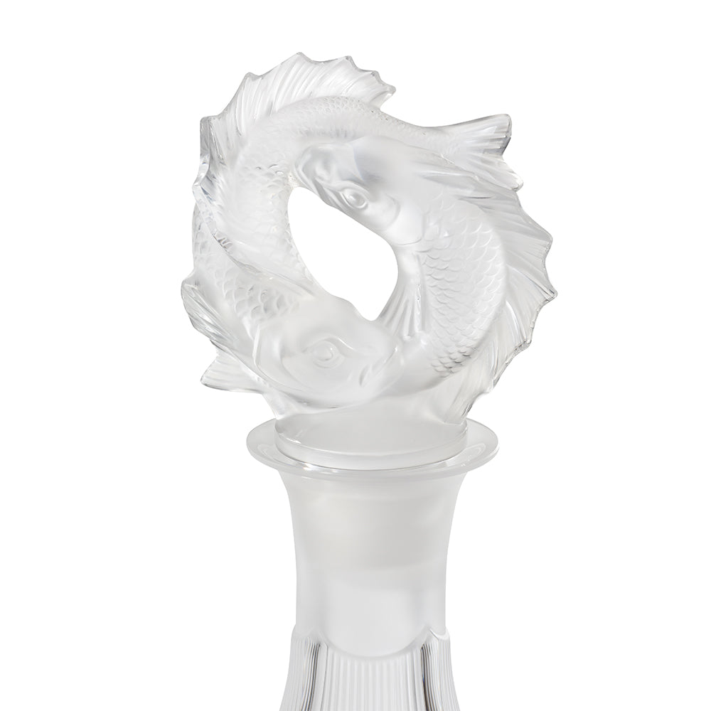 Lalique 2 Poissons caraffa cristallo pesci taglia unica