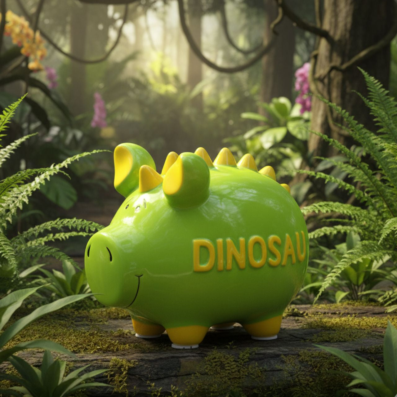 Sparschwein Dinosau salvadanaio maiale ceramica verde