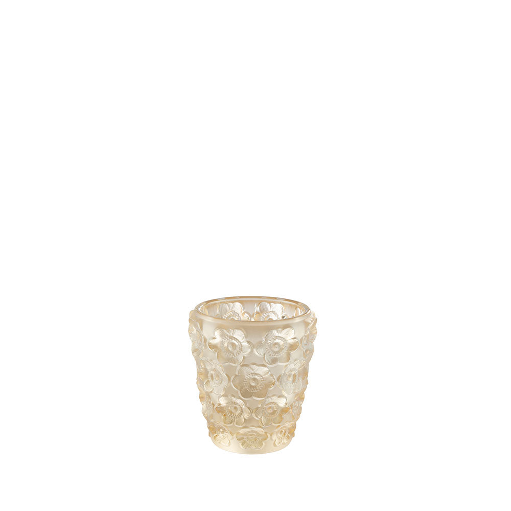 Lalique Anemones votivo portacandela cristallo incolore oro