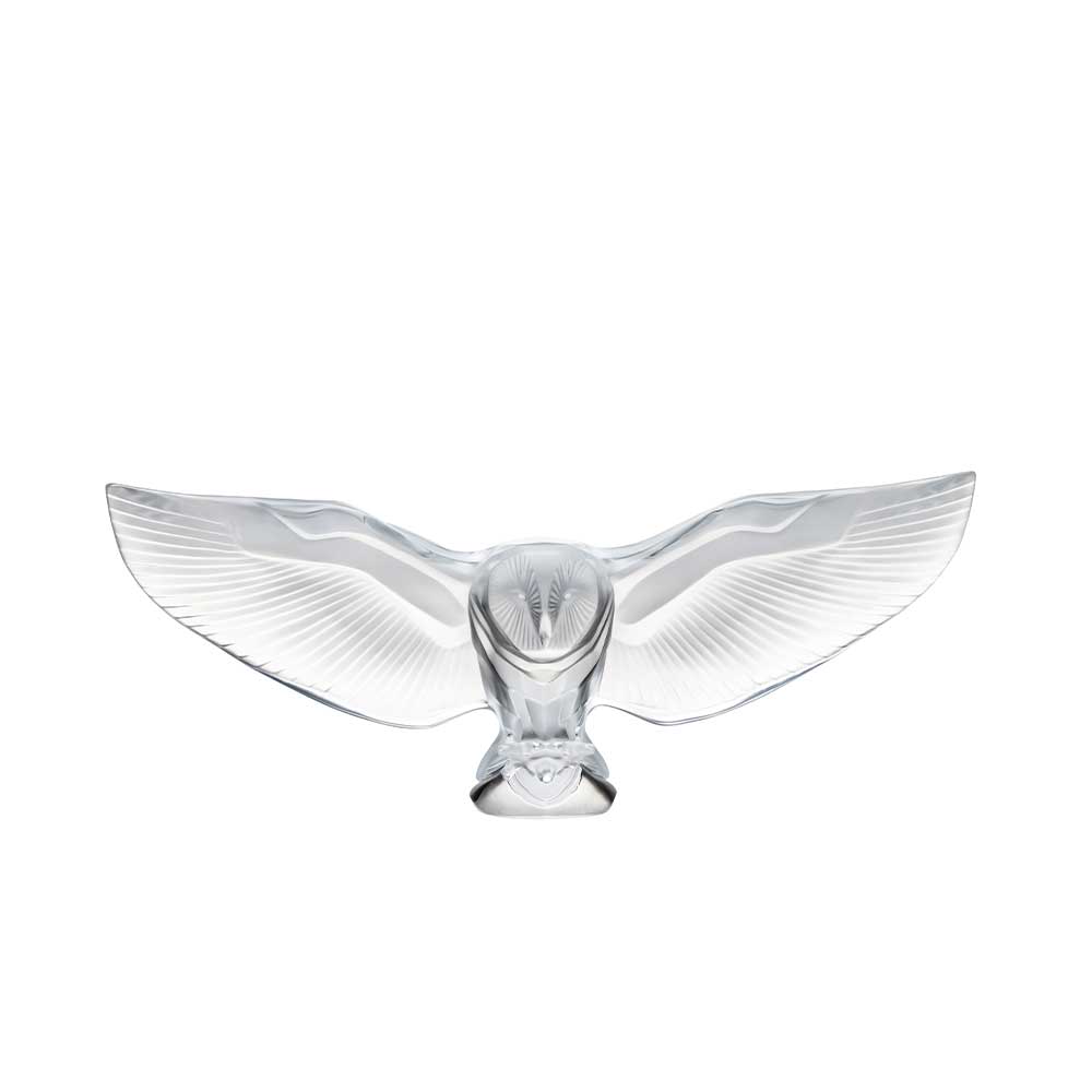 Lalique Barn Owl scultura gufo cristallo incolore
