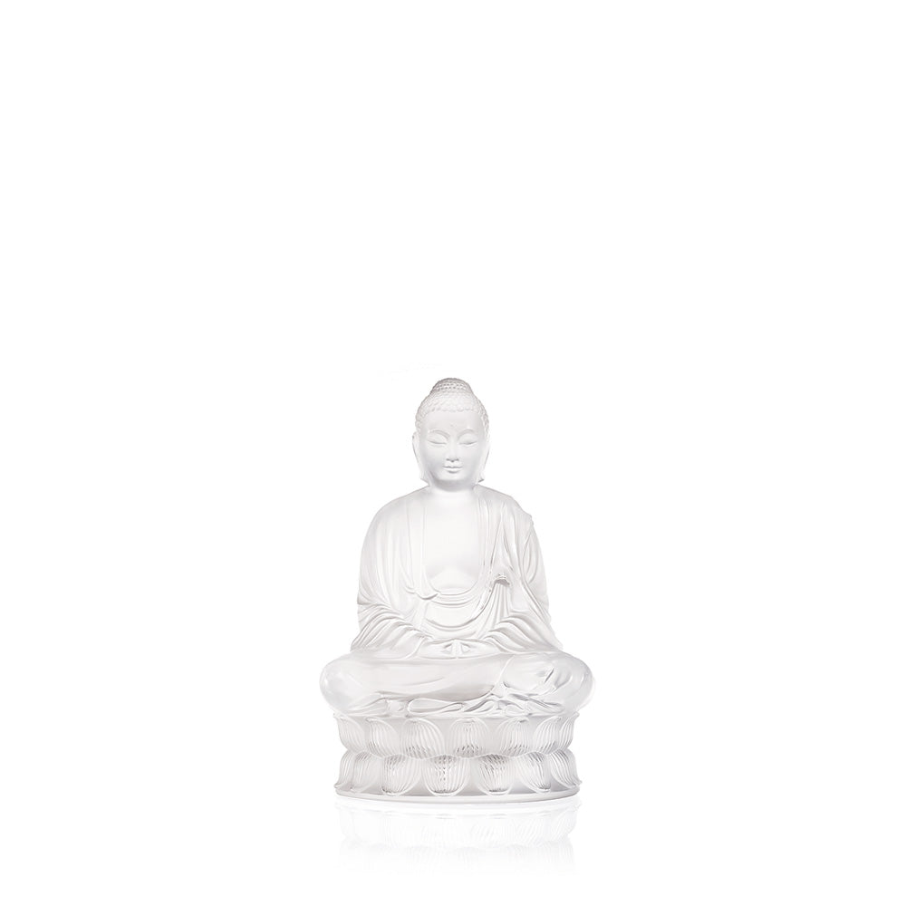 Lalique Buddha scultura S in cristallo incolore satinato