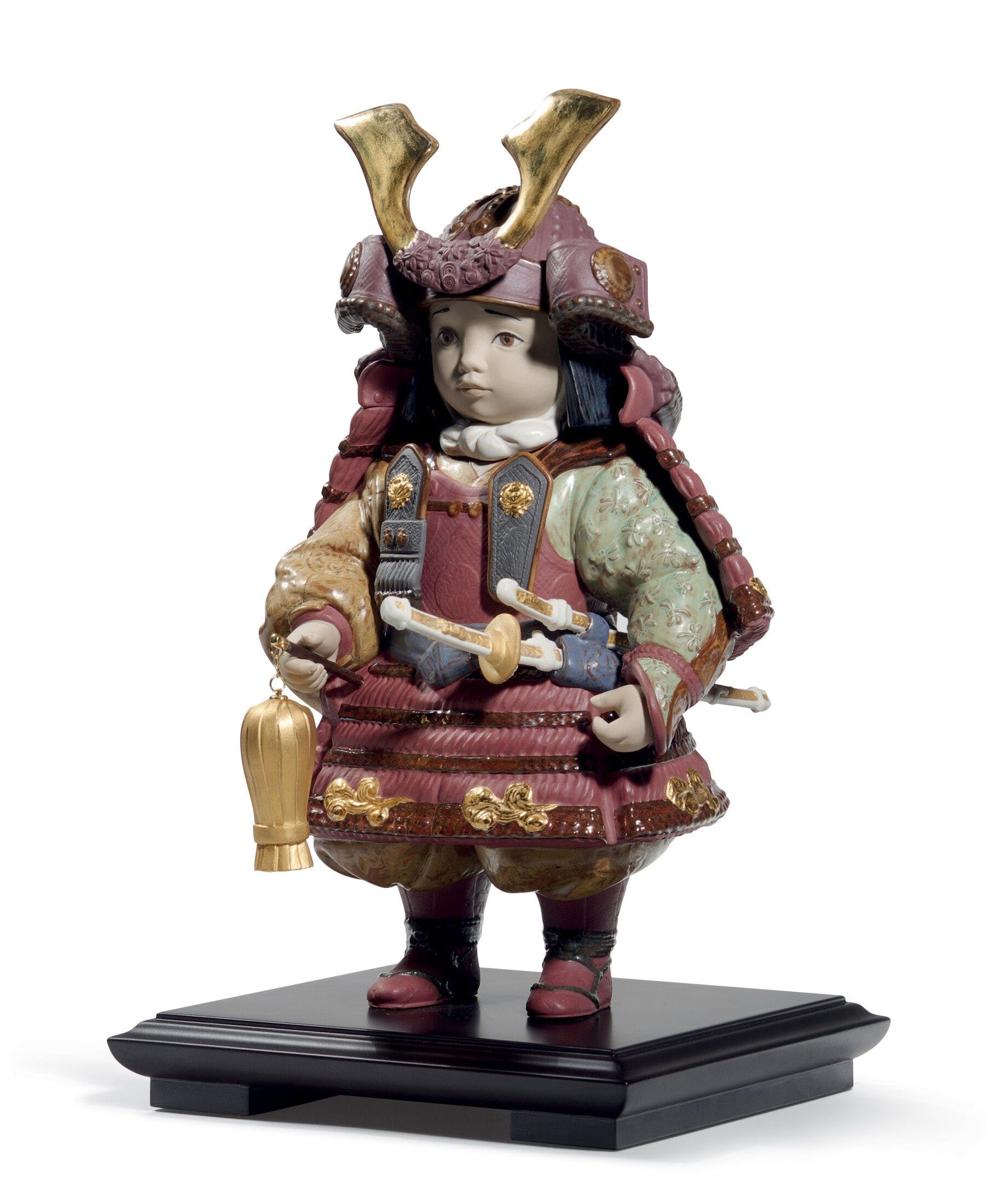 Lladró Alta Porcellana Bambino Samurai figurina lustro oro