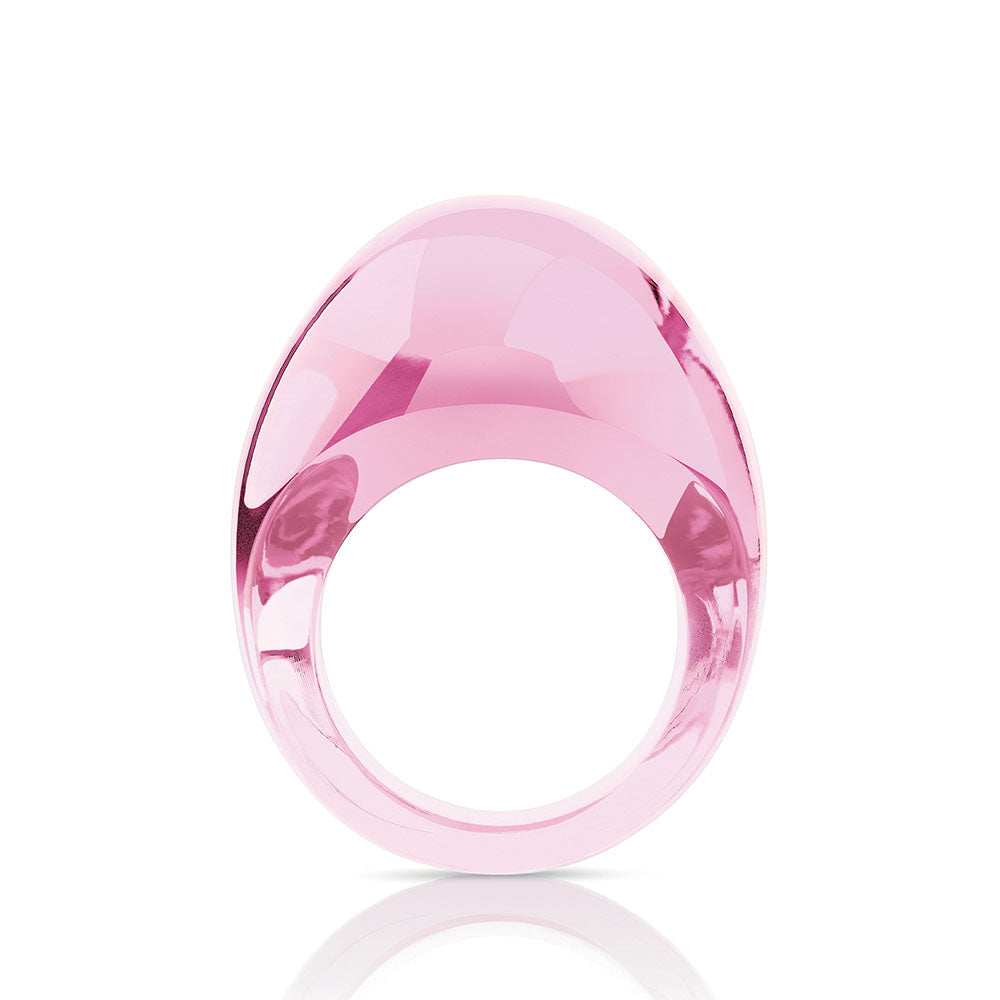 René Lalique Cabochon Anello Cristallo Rosa Misura 49
