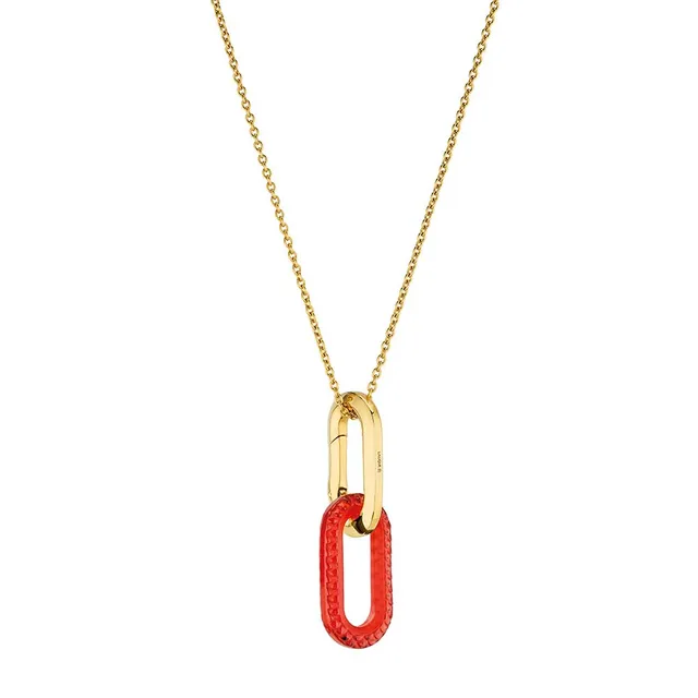 René Lalique Empreinte Animale ciondolo rosso placcato oro