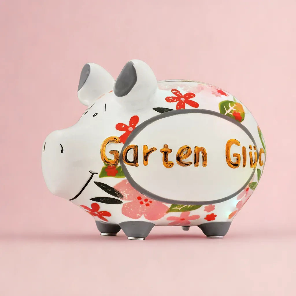 Sparschwein Company Garten Glück salvadanaio maiale piccolo fiori