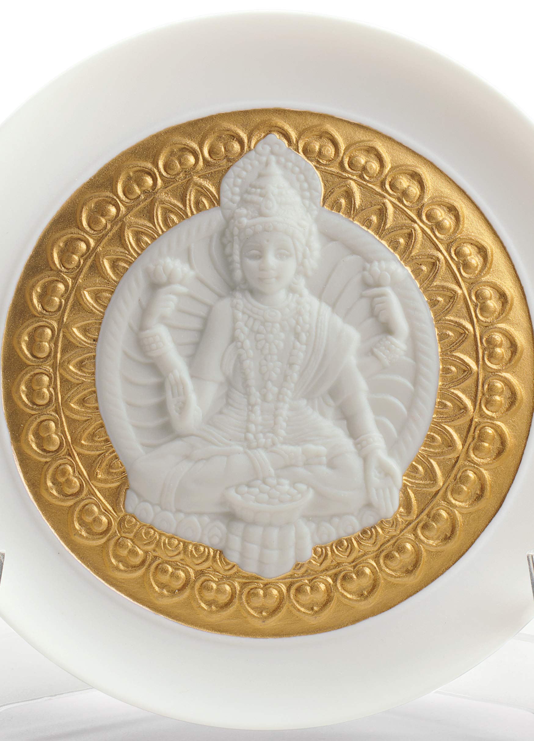 Lladró Lakshmi Ganesha set 2 piatti porcellana oro