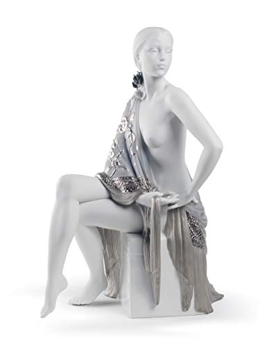 Lladró Sculture Donna Nudo Scialle statuetta lustro argento