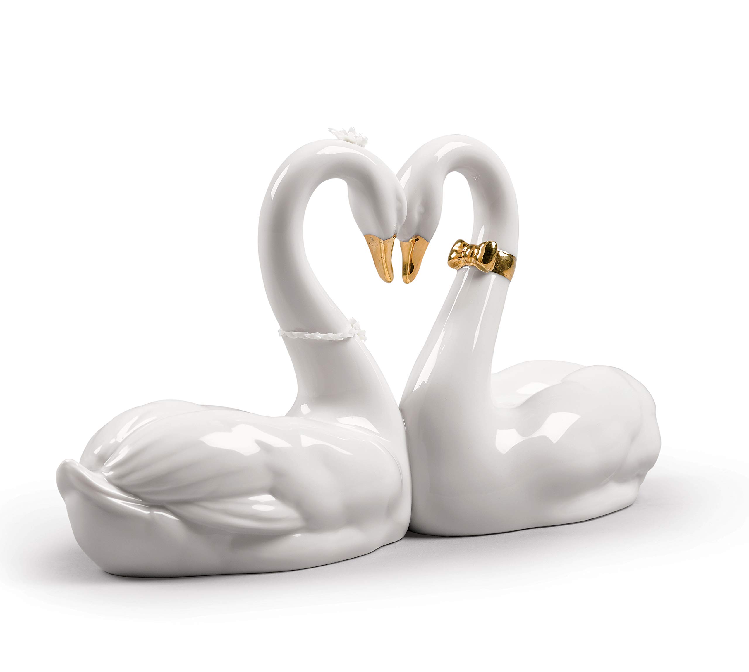 Lladró Cigni Amore Senza Fine figurina porcellana oro