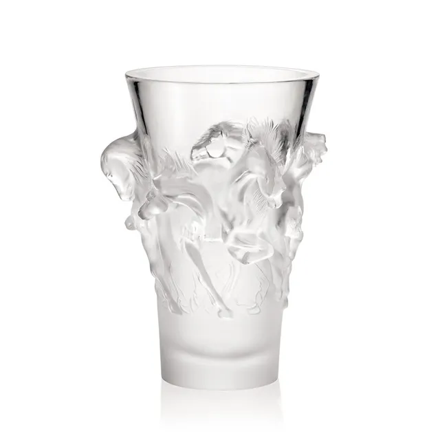 Lalique Equus Vaso in Cristallo con Cavalli